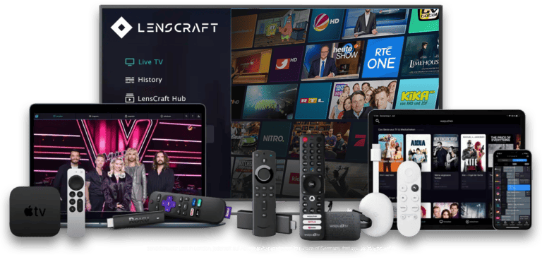 IPTV interface displayed on a modern Smart TV screen.
